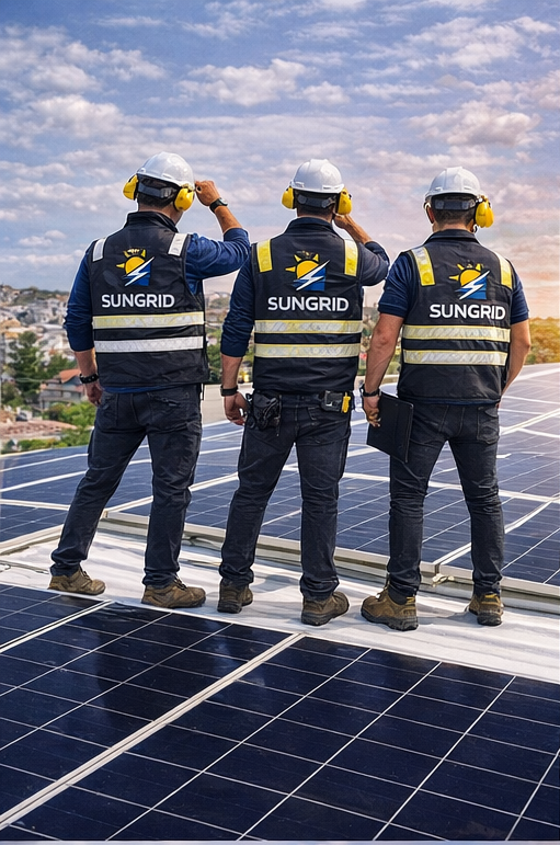 Equipo Sungrid instalando paneles solares